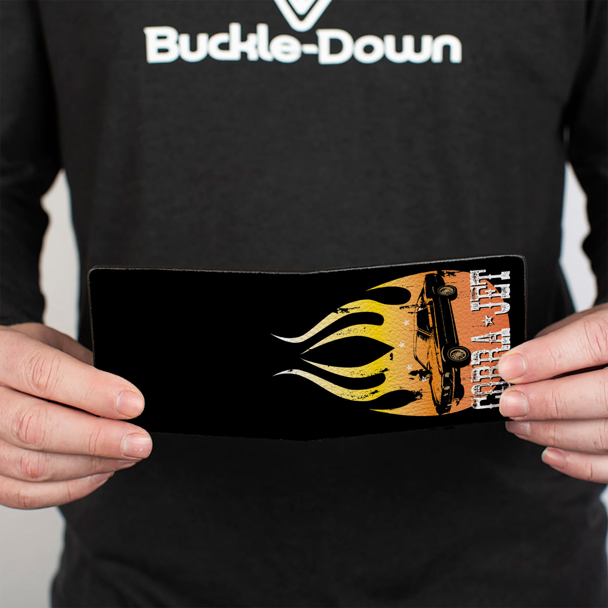 Bi-Fold Wallet - Mustang Flame COBRA JET Black Yellow-Red Fade White Bi-Fold Wallets Ford