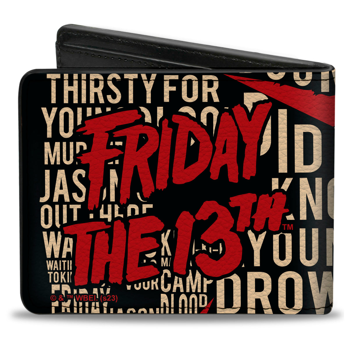 Bi-Fold Wallet - FRIDAY THE 13th Jason Mask4 and Title Logo with Quotes Typography Black Bi-Fold Wallets Friday the 13th