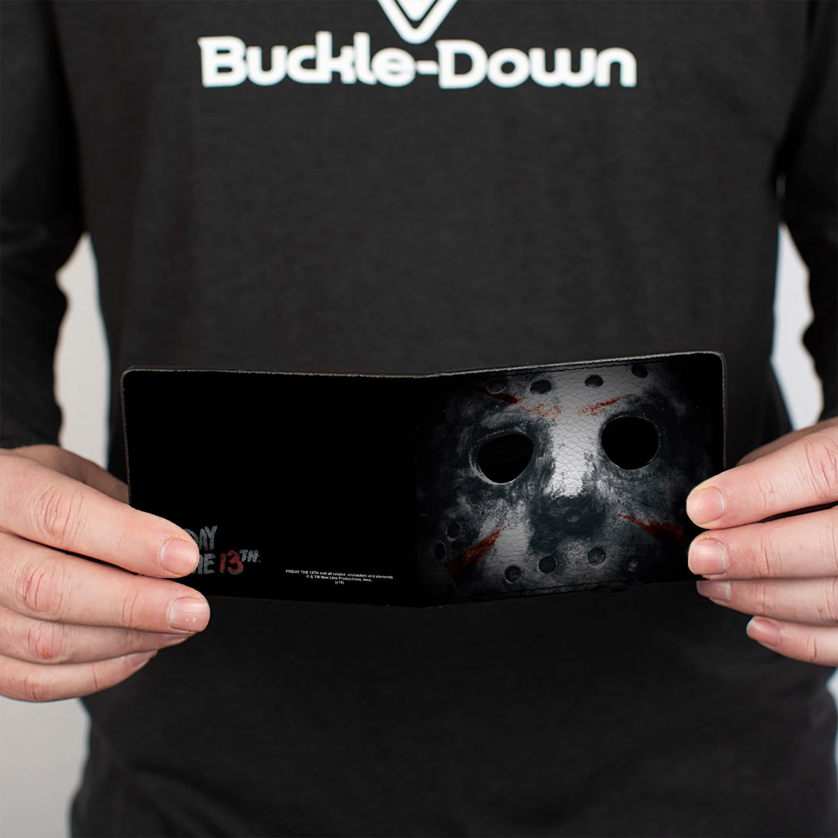 Bi-Fold Wallet - Jason Mask3 CLOSE-UP + FRIDAY THE 13th Black Grays Red Bi-Fold Wallets Friday the 13th