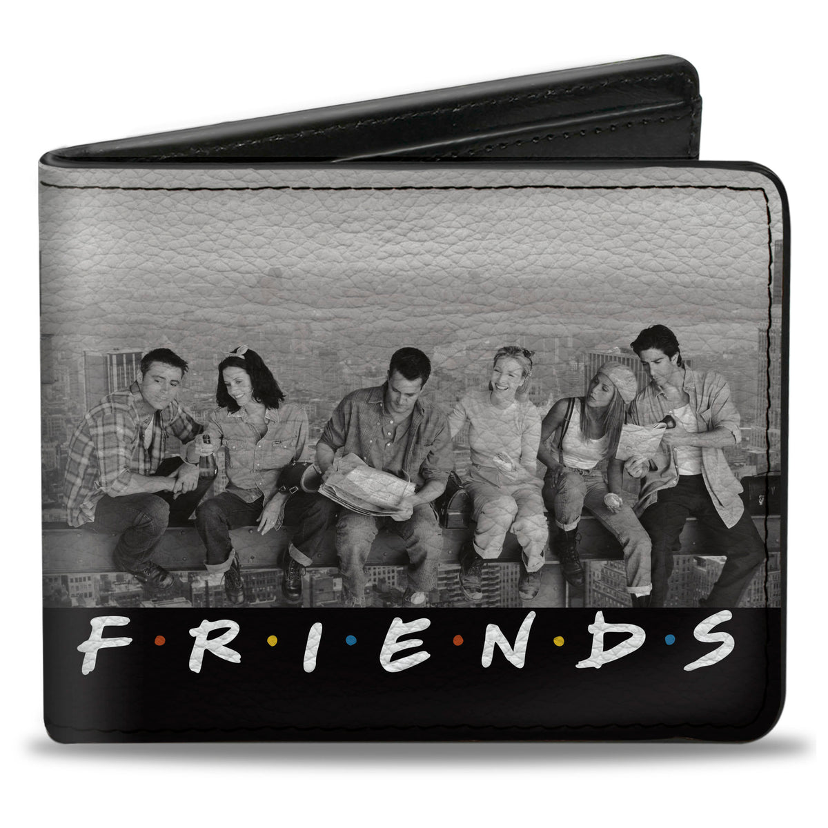 Bi-Fold Wallet - FRIENDS 6-Character Lunch on a Skyscraper Vivid Grays Black White Multi Color Bi-Fold Wallets Friends
