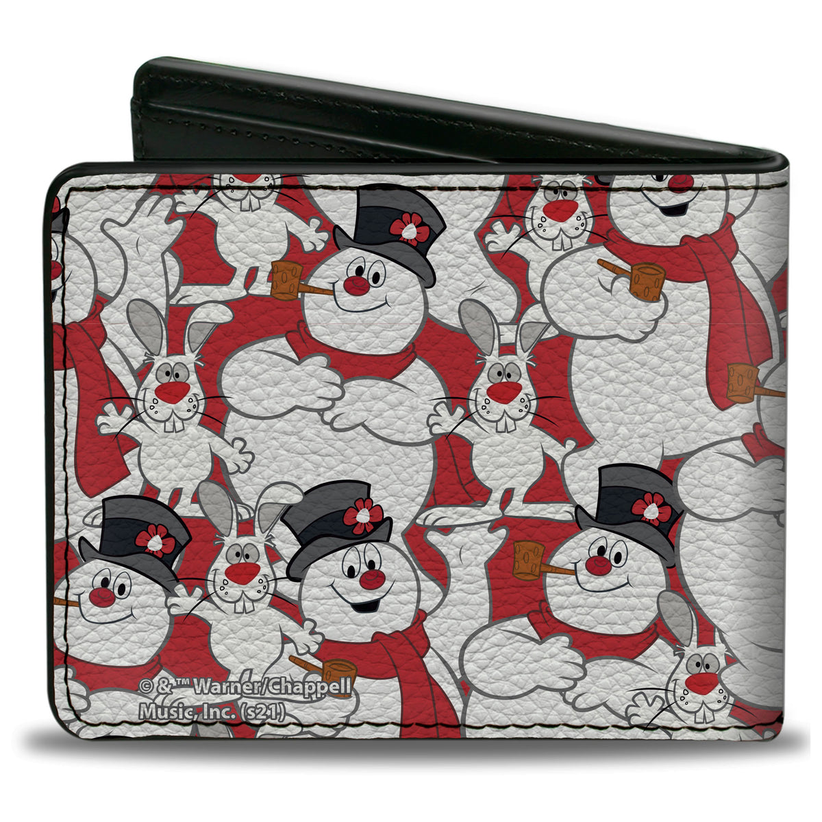 Bi-Fold Wallet - Frosty the Snowman and Hocus Pocus Bunny Poses Stacked Red Bi-Fold Wallets Frosty the Snowman