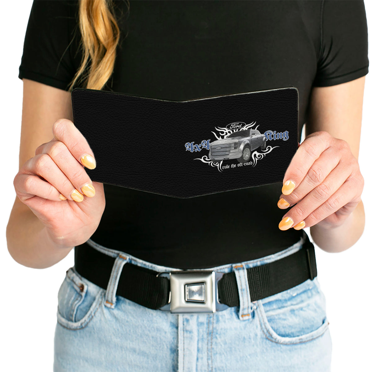 Bi-Fold Wallet - FORD 4x4 TRUCKING-RULE THE OFF-ROAD Black White Blue Grays Bi-Fold Wallets Ford