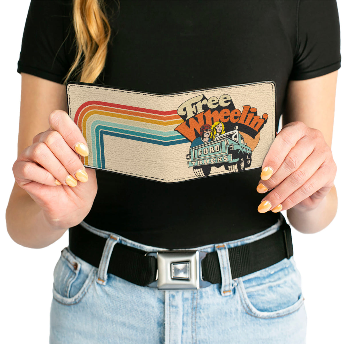 Bi-Fold Wallet - Ford Trucks FREE WHEELIN Bronco Scene Beige/Multi Color Bi-Fold Wallets Ford