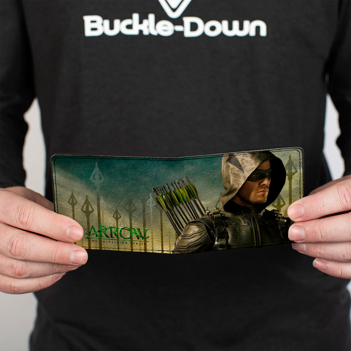 Bi-Fold Wallet - ARROW Standing Pose Arrow Tips Green-Tan Fade Bi-Fold Wallets DC Comics