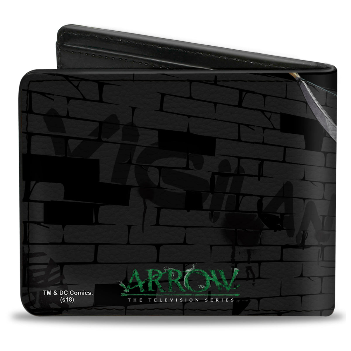 Bi-Fold Wallet - Arrow Aiming Pose + VIGILANTE Bricks Black Grays Bi-Fold Wallets DC Comics