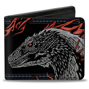 Bi-Fold Wallet - HOUSE OF THE DRAGON Dragon Pose with Flames and Title Logo Black/Grays/Red Bi-Fold Wallets House of the Dragon