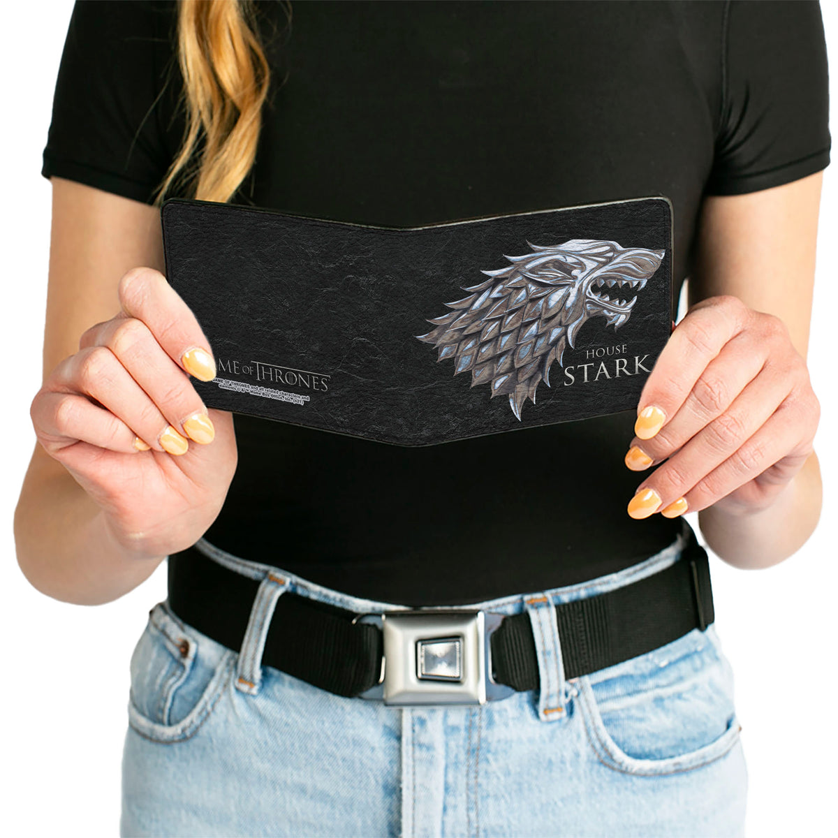 Bi-Fold Wallet - Game of Thrones HOUSE OF STARK Direwolf Sigil Black Silver Grays Bi-Fold Wallets Game of Thrones
