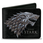 Bi-Fold Wallet - Game of Thrones HOUSE OF STARK Direwolf Sigil Black Silver Grays Bi-Fold Wallets Game of Thrones