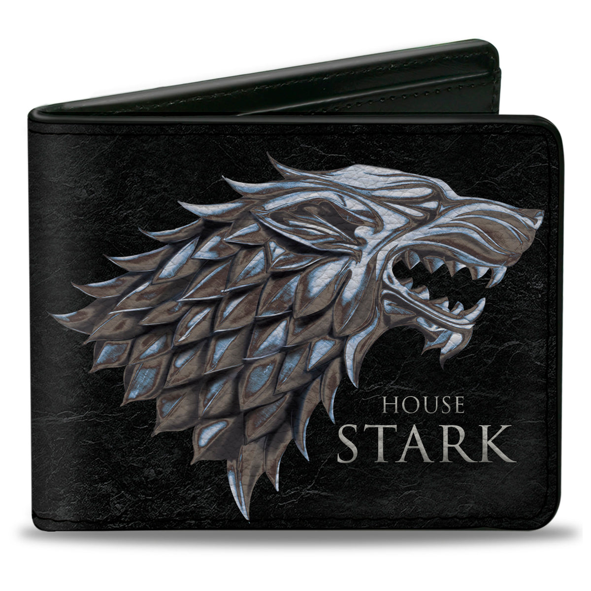 Bi-Fold Wallet - Game of Thrones HOUSE OF STARK Direwolf Sigil Black Silver Grays Bi-Fold Wallets Game of Thrones