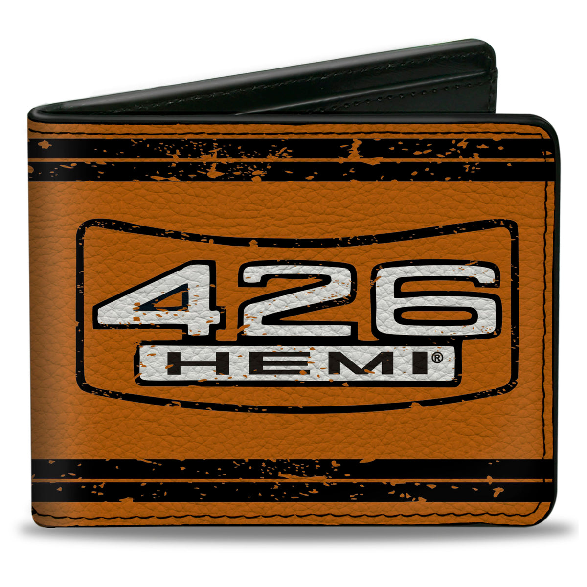 Bi-Fold Wallet - 426 HEMI Badge Weathered Orange Black White Bi-Fold Wallets Hemi