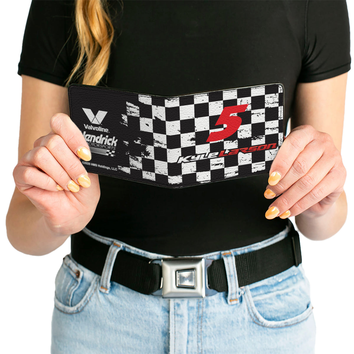 Bi-Fold Wallet - KYLE LARSON #5 VALVOLINE Hendrick Motorsports Logo Black/White/Red Bi-Fold Wallets Hendrick Motorsports