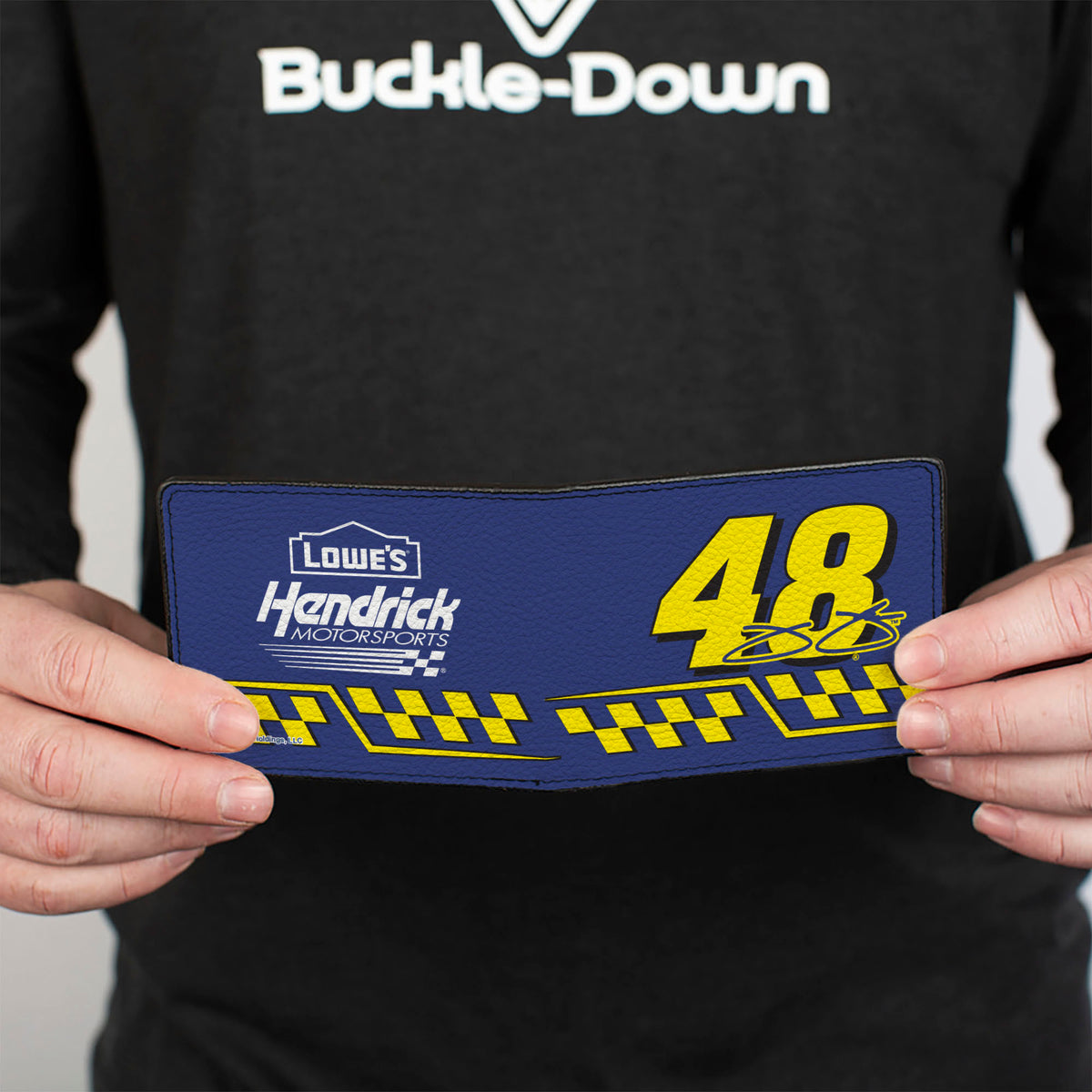 Bi-Fold Wallet - JIMMIE JOHNSON #48 LOWE'S Hendrick Motorsports Racing Logo Blue/White/Yellow Bi-Fold Wallets Hendrick Motorsports