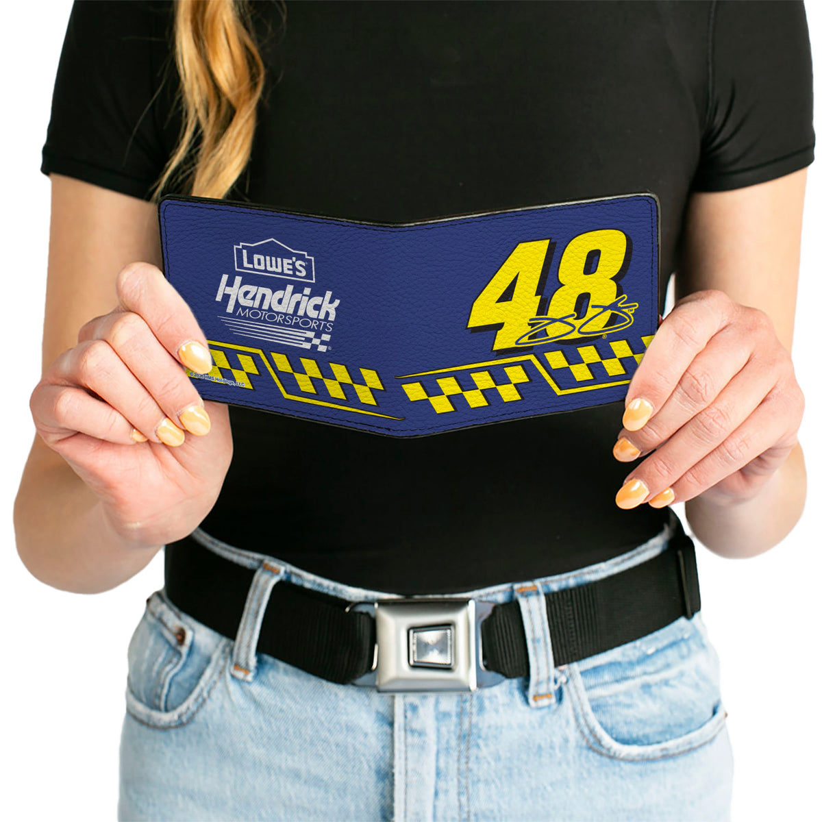 Bi-Fold Wallet - JIMMIE JOHNSON #48 LOWE'S Hendrick Motorsports Racing Logo Blue/White/Yellow Bi-Fold Wallets Hendrick Motorsports