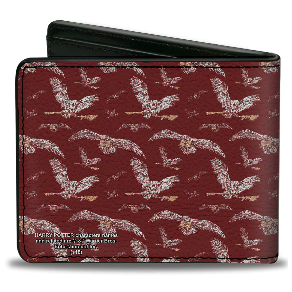 Bi-Fold Wallet - HARRY POTTER Hedwig Flying Poses Burgundy White Golds Bi-Fold Wallets Harry Potter