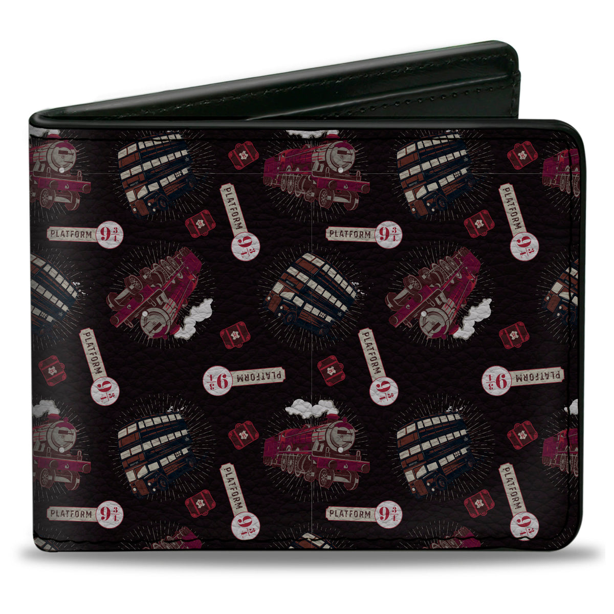 Bi-Fold Wallet - Harry Potter Hogwarts Express and Knight Bus Collage Black Reds Bi-Fold Wallets Harry Potter