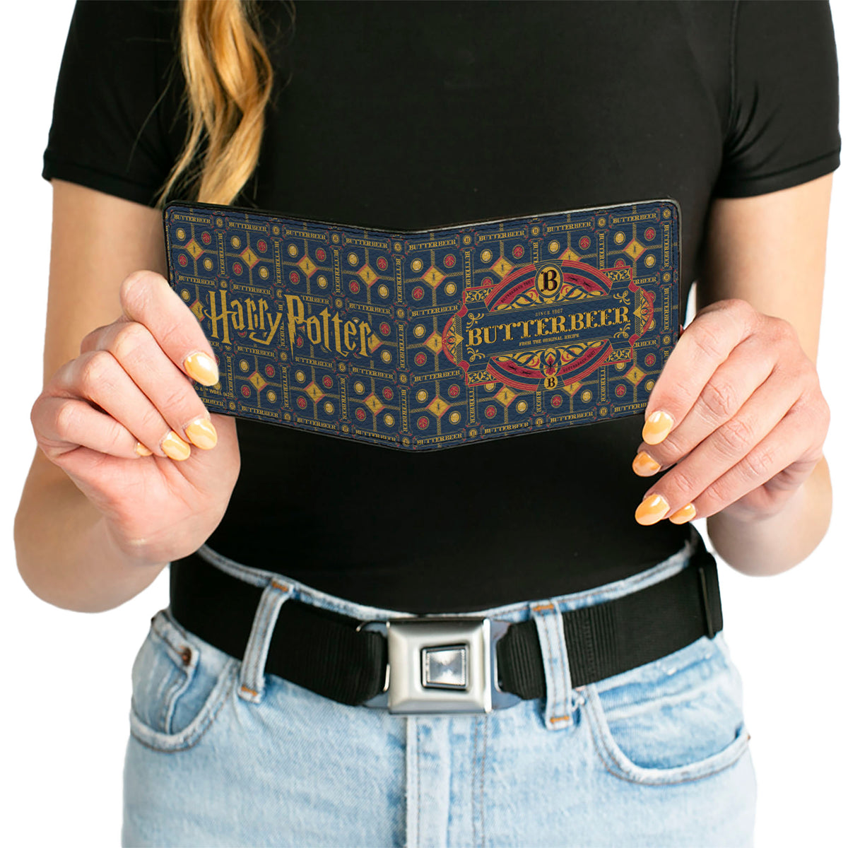 Bi-Fold Wallet - HARRY POTTER BUTTERBEER Logo and Pattern Blue/Yellow/Burgundy Bi-Fold Wallets Harry Potter