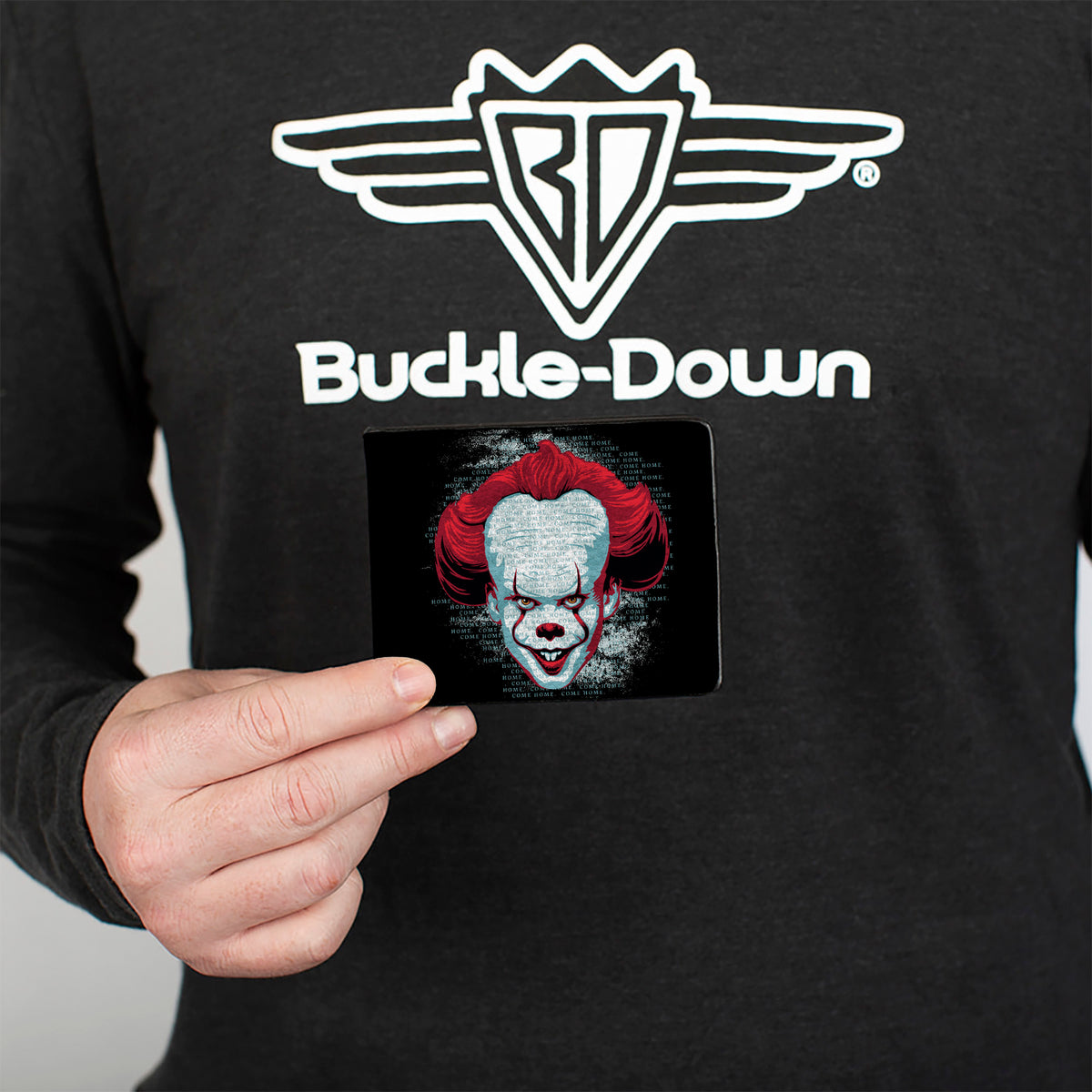 Bi-Fold Wallet - IT CHAPTER TWO Pennywise Face + Logo Black Red Blues Bi-Fold Wallets IT