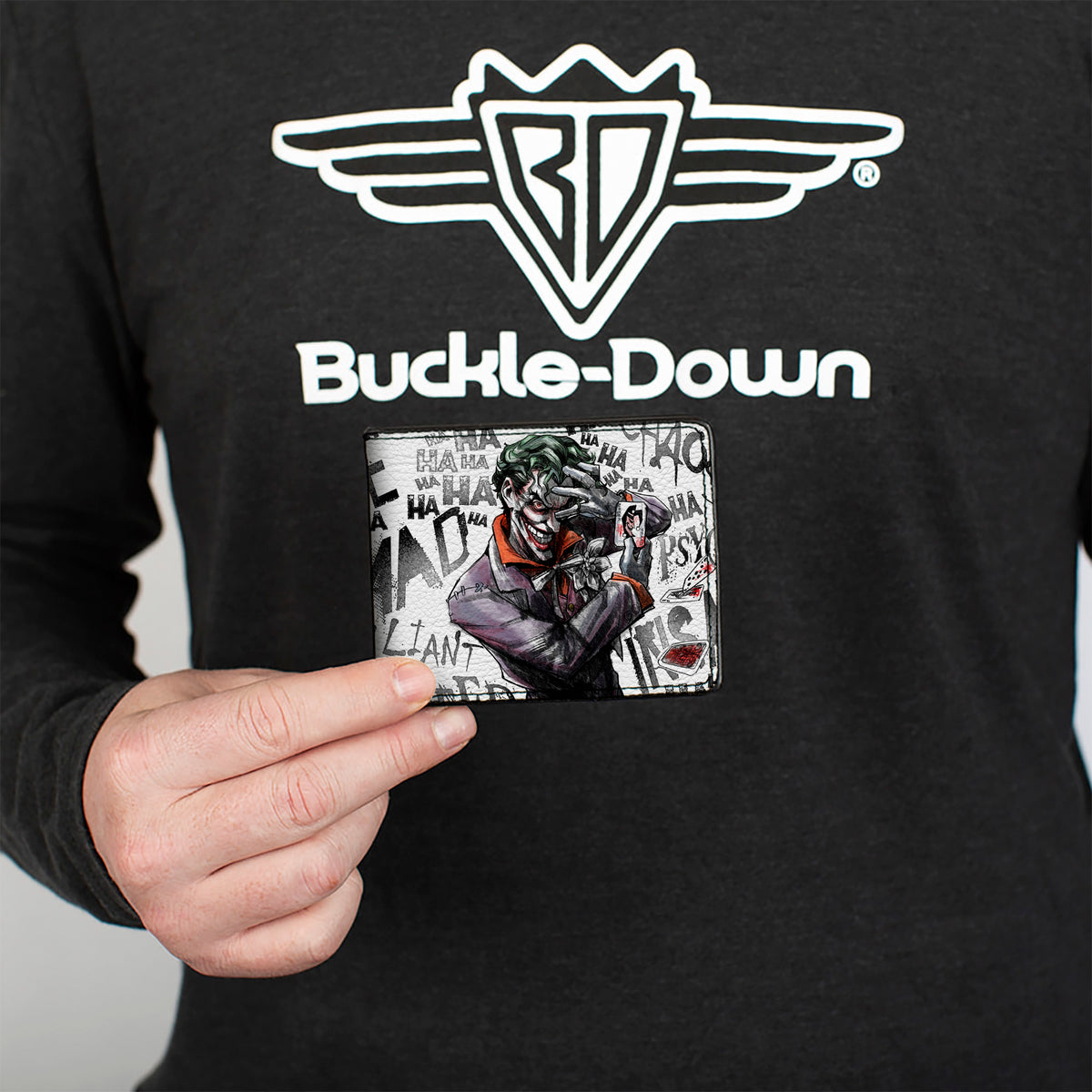 Bi-Fold Wallet - Joker BRILLIANT-TWISTED-INSANE-MAD PSYCHO Pose Cards White Grays Bi-Fold Wallets DC Comics