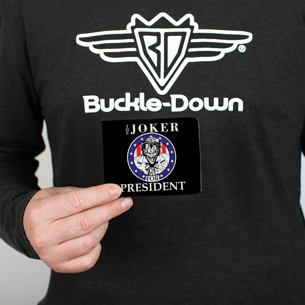 Bi-Fold Wallet - THE JOKER FOR PRESIDENT Seal Black White Blue Red Bi-Fold Wallets DC Comics
