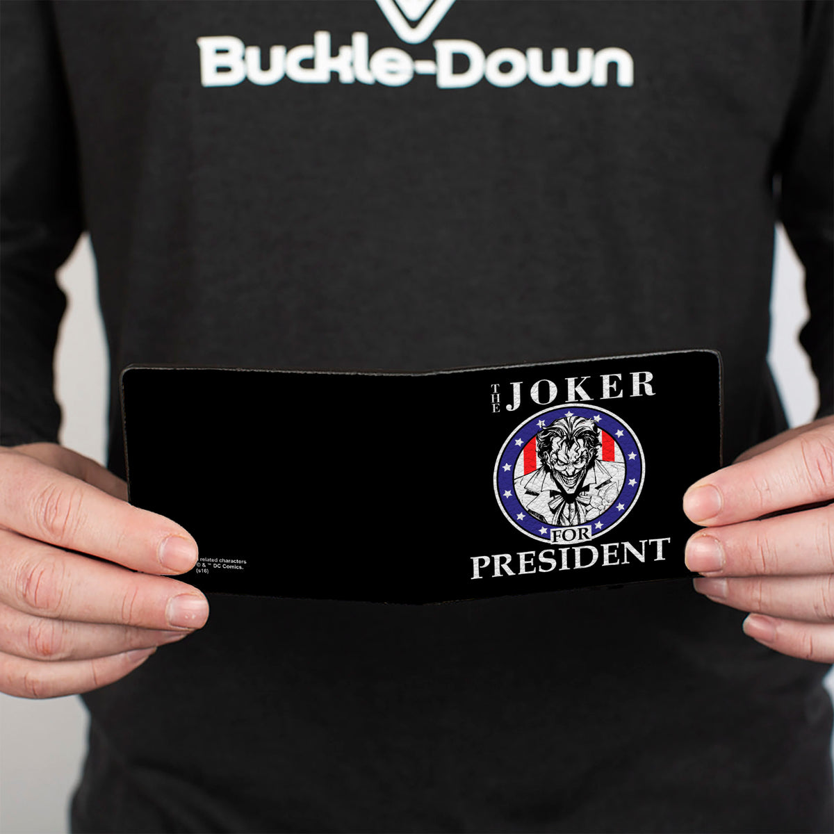 Bi-Fold Wallet - THE JOKER FOR PRESIDENT Seal Black White Blue Red Bi-Fold Wallets DC Comics
