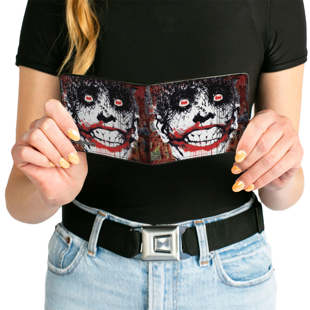 Bi-Fold Wallet - Detective Comics #880 Joker Bat Face Cover Splatter Multi Color White Black Red Bi-Fold Wallets DC Comics