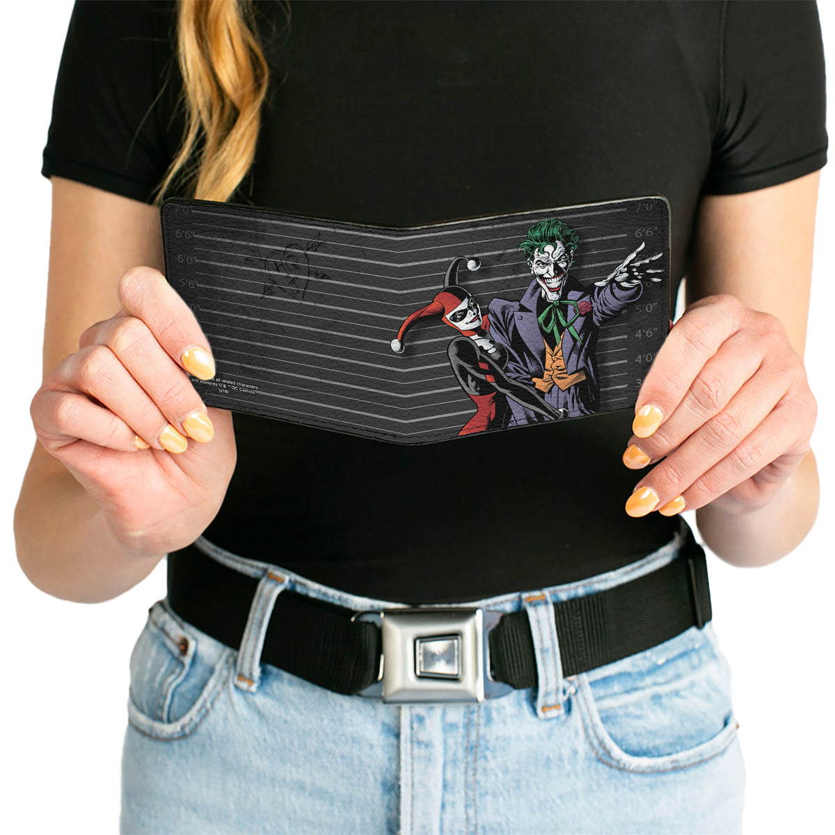 Bi-Fold Wallet - Harley Quinn Hugging Joker Pose Lineup Grays Bi-Fold Wallets DC Comics