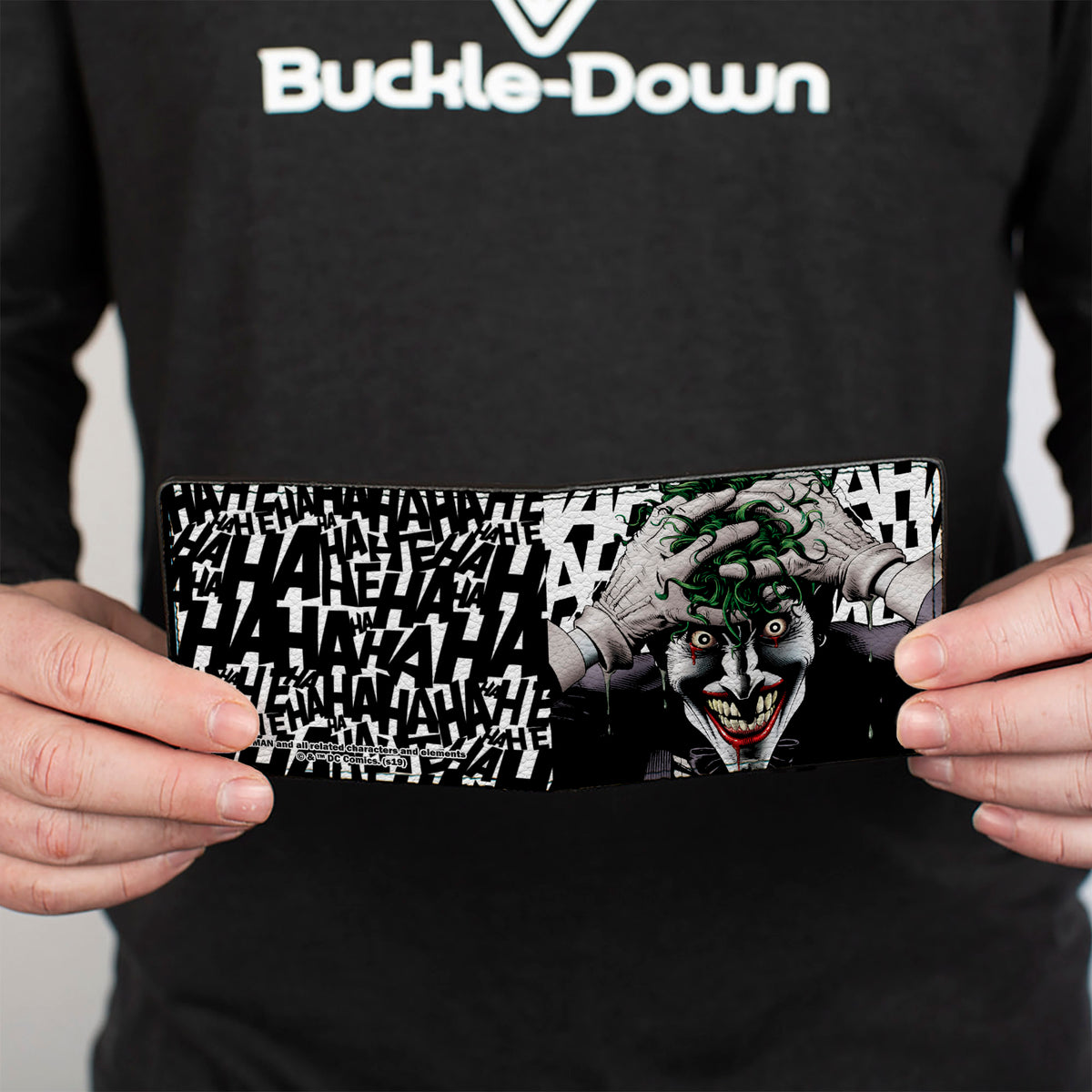 Bi-Fold Wallet - Joker The Killing Joke Holding Head Pose HAHAHA White Black Bi-Fold Wallets DC Comics