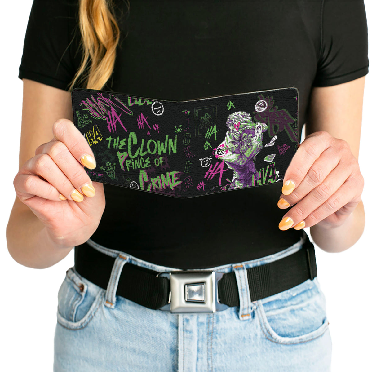 Bi-Fold Wallet - Joker THE CLOWN PRINCE OF CRIME Collage Black/Multi Neon Bi-Fold Wallets DC Comics