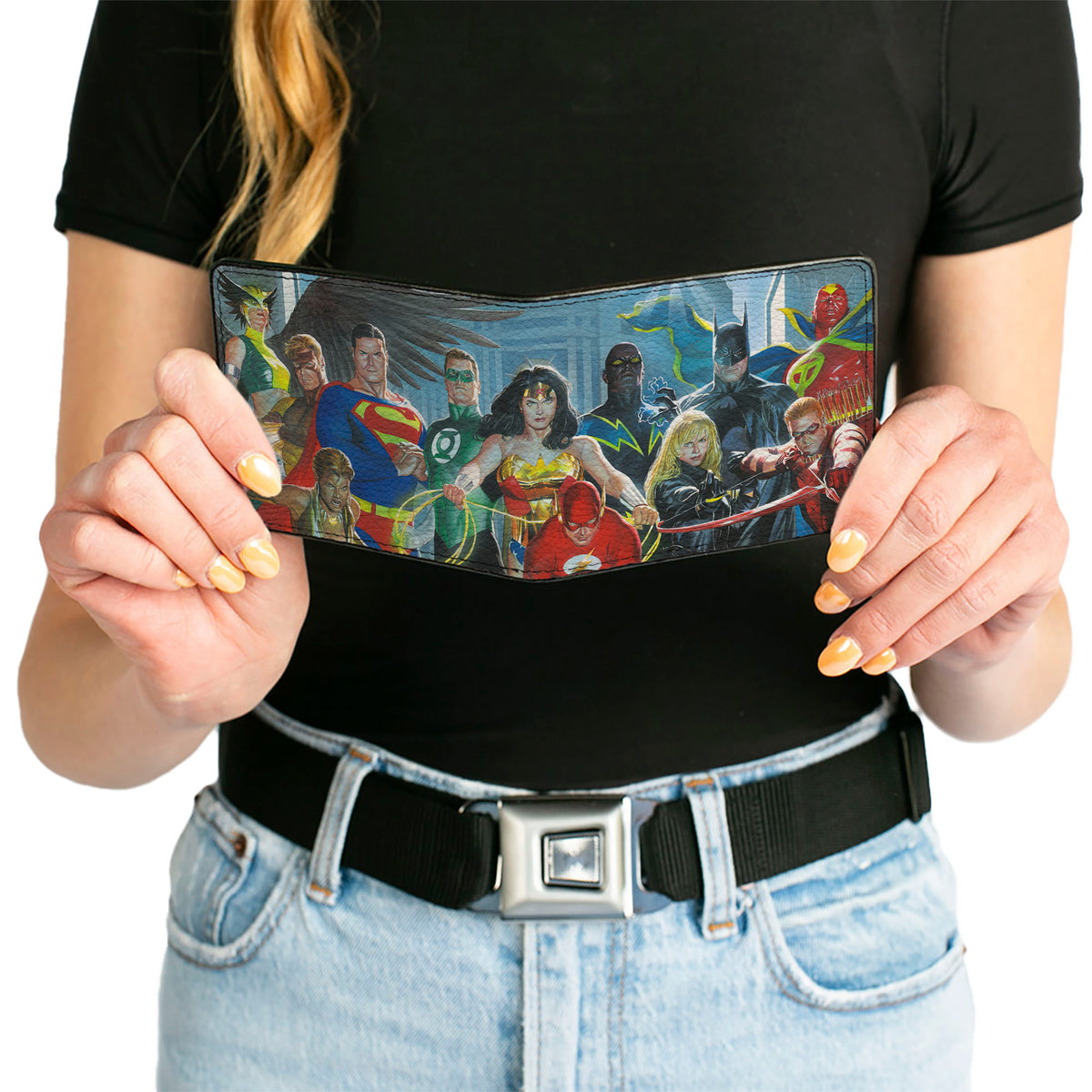Bi-Fold Wallet - Justice League of America Issue #12 12-Superhero Cover Pose Blues Bi-Fold Wallets DC Comics