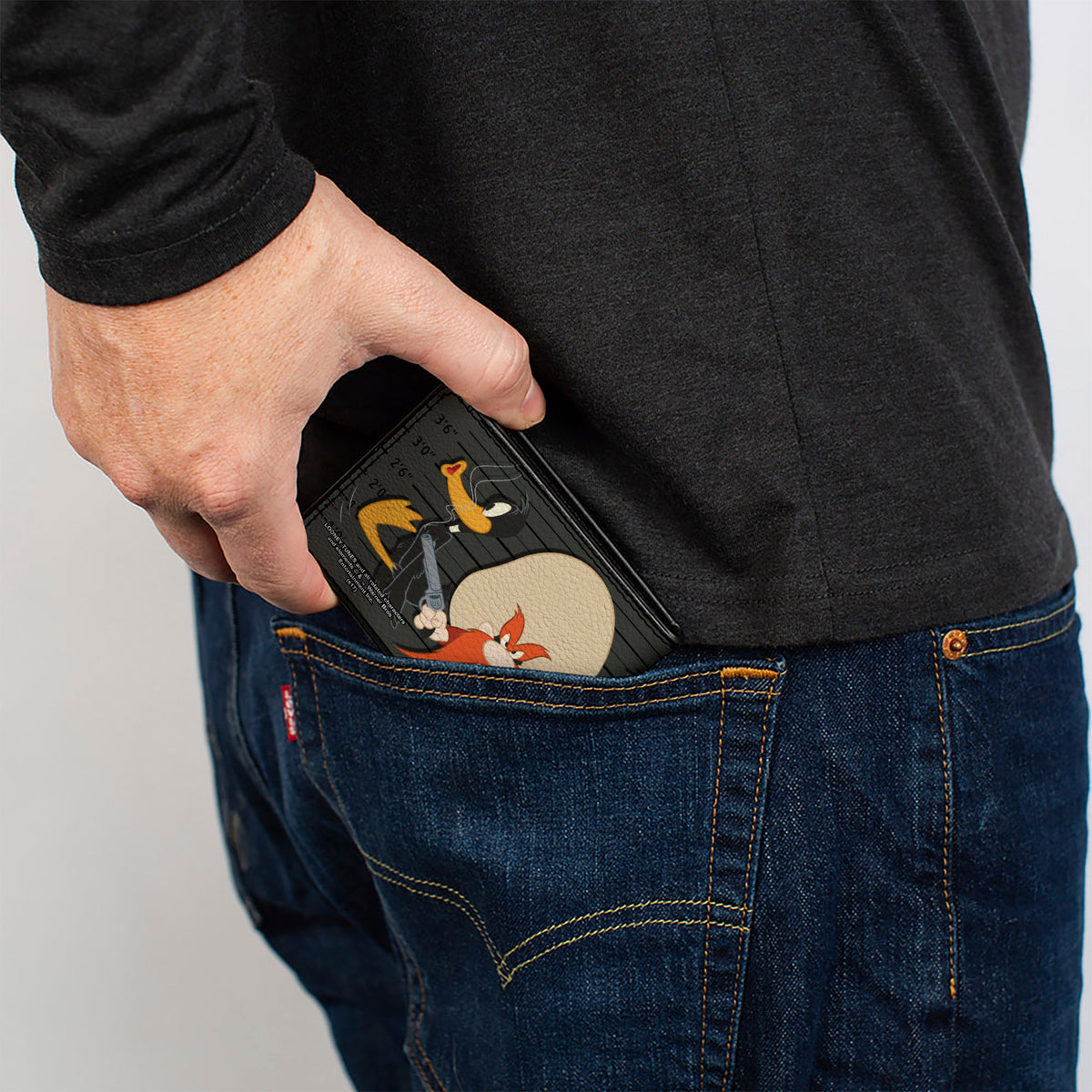 Bi-Fold Wallet - Looney Tunes 6-Character Group Lineup Gray Black Bi-Fold Wallets Looney Tunes