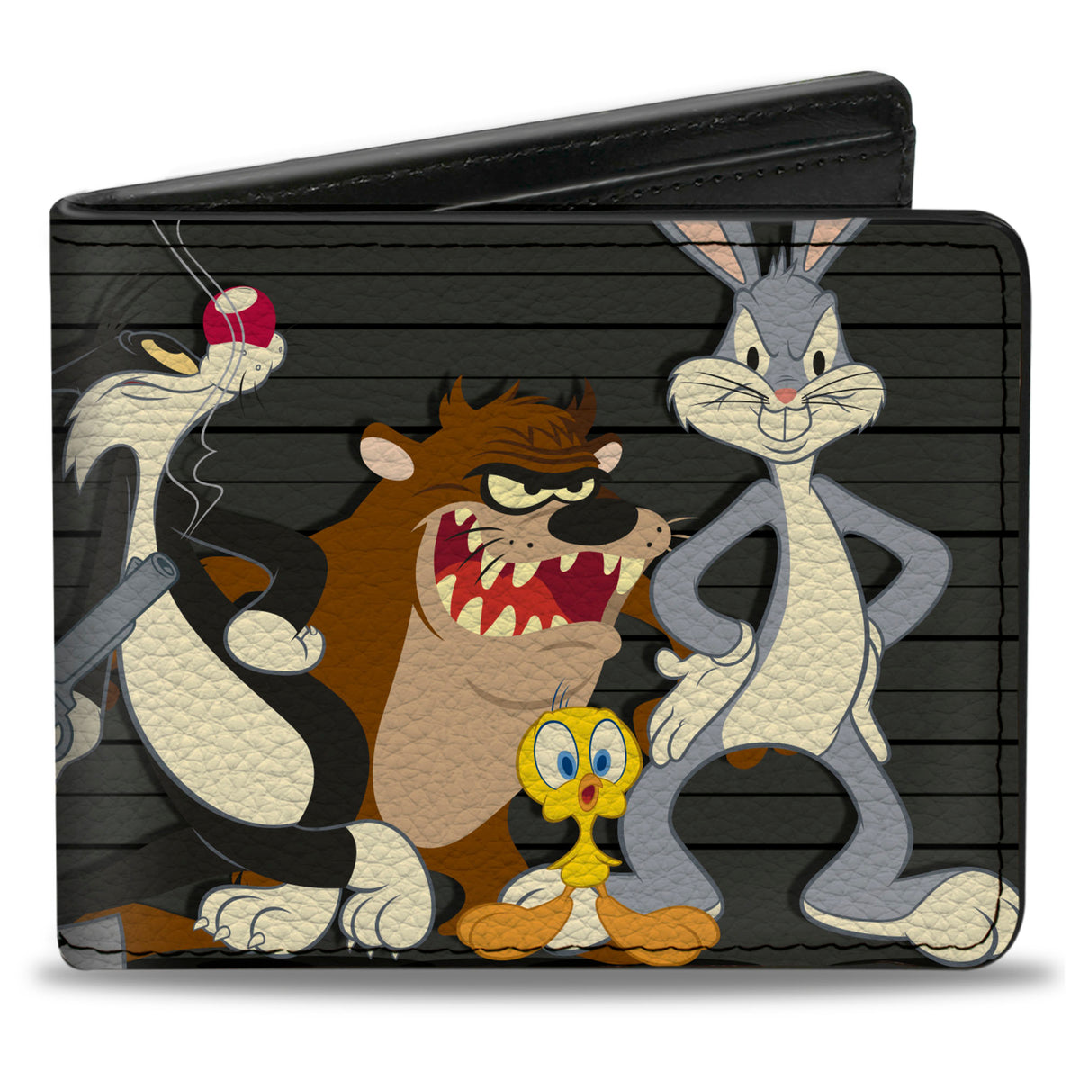 Bi-Fold Wallet - Looney Tunes 6-Character Group Lineup Gray Black Bi-Fold Wallets Looney Tunes