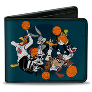 Bi-Fold Wallet - Space Jam Tunes Squad 7-Players Group Pose Galaxy Blues Bi-Fold Wallets Looney Tunes