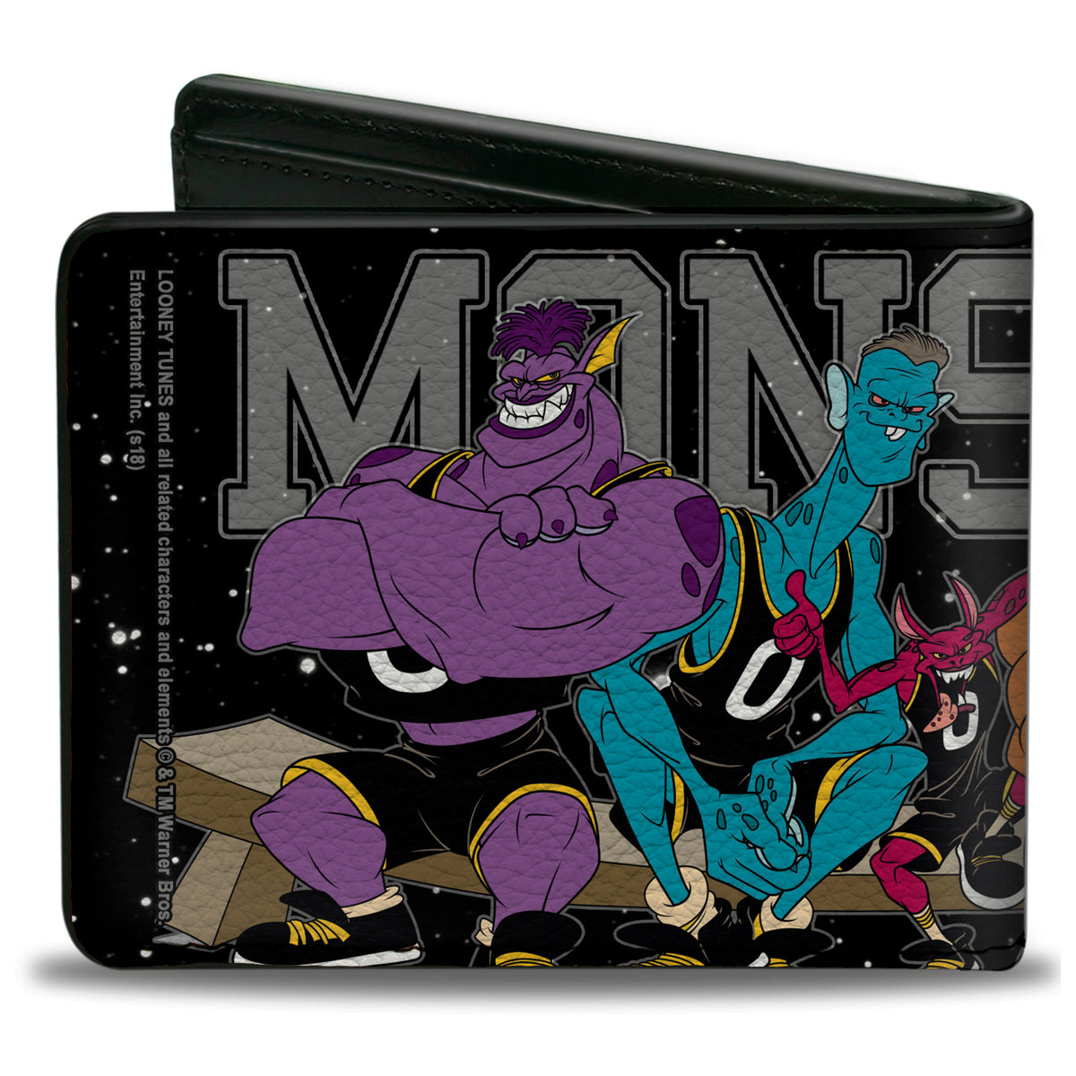 Bi-Fold Wallet - Space Jam MONSTARS 5-Player Bench Pose Galaxy Black White Gray Bi-Fold Wallets Looney Tunes