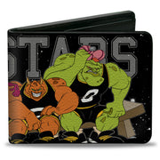 Bi-Fold Wallet - Space Jam MONSTARS 5-Player Bench Pose Galaxy Black White Gray Bi-Fold Wallets Looney Tunes