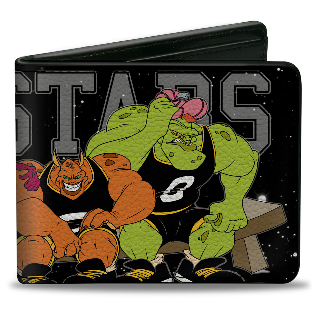 Bi-Fold Wallet - Space Jam MONSTARS 5-Player Bench Pose Galaxy Black White Gray Bi-Fold Wallets Looney Tunes