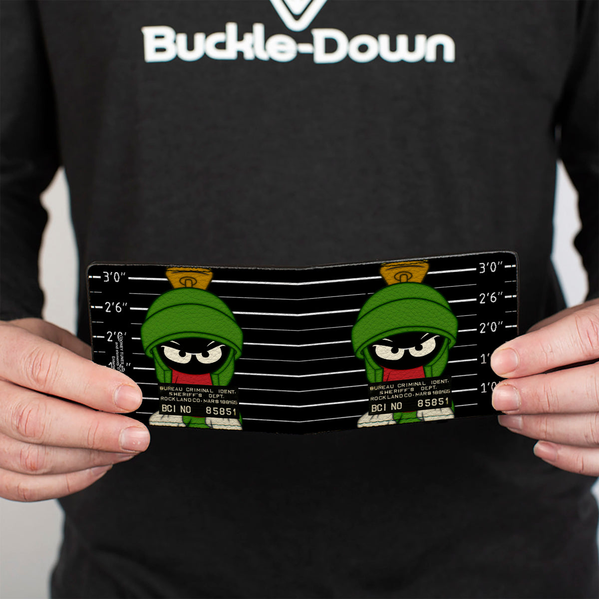 Bi-Fold Wallet - Marvin the Martian ROCKLAND CO Mug Shot Black White Bi-Fold Wallets Looney Tunes