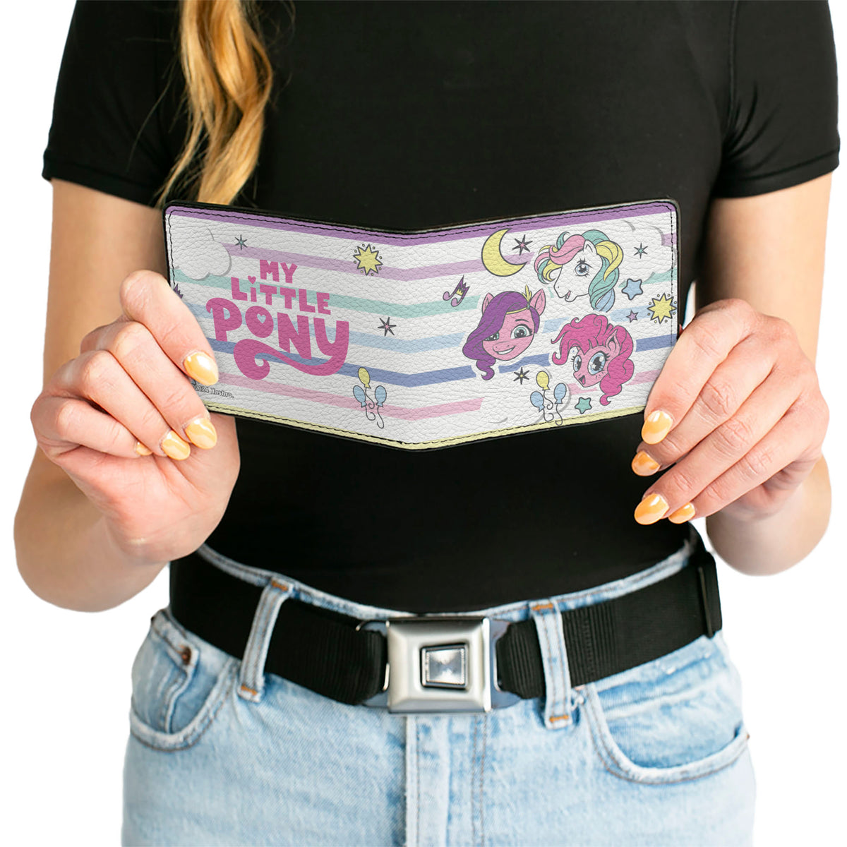 Bi-Fold Wallet - MY LITTLE PONY Three Pony Stripe and Logo White/Multi Color Bi-Fold Wallets Hasbro