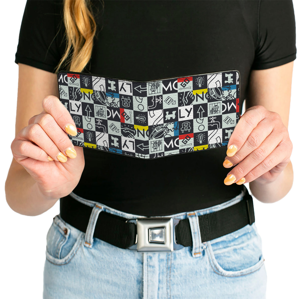 Bi-Fold Wallet - Monopoly Icon Blocks Collage Multi Color Bi-Fold Wallets Hasbro