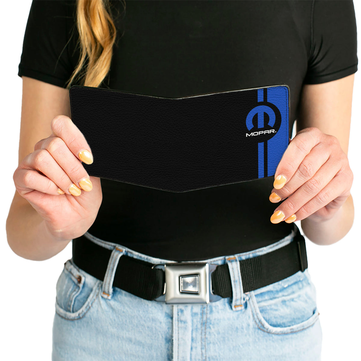 Bi-Fold Wallet - MOPAR Logo Stripe Black Blue Bi-Fold Wallets Mopar