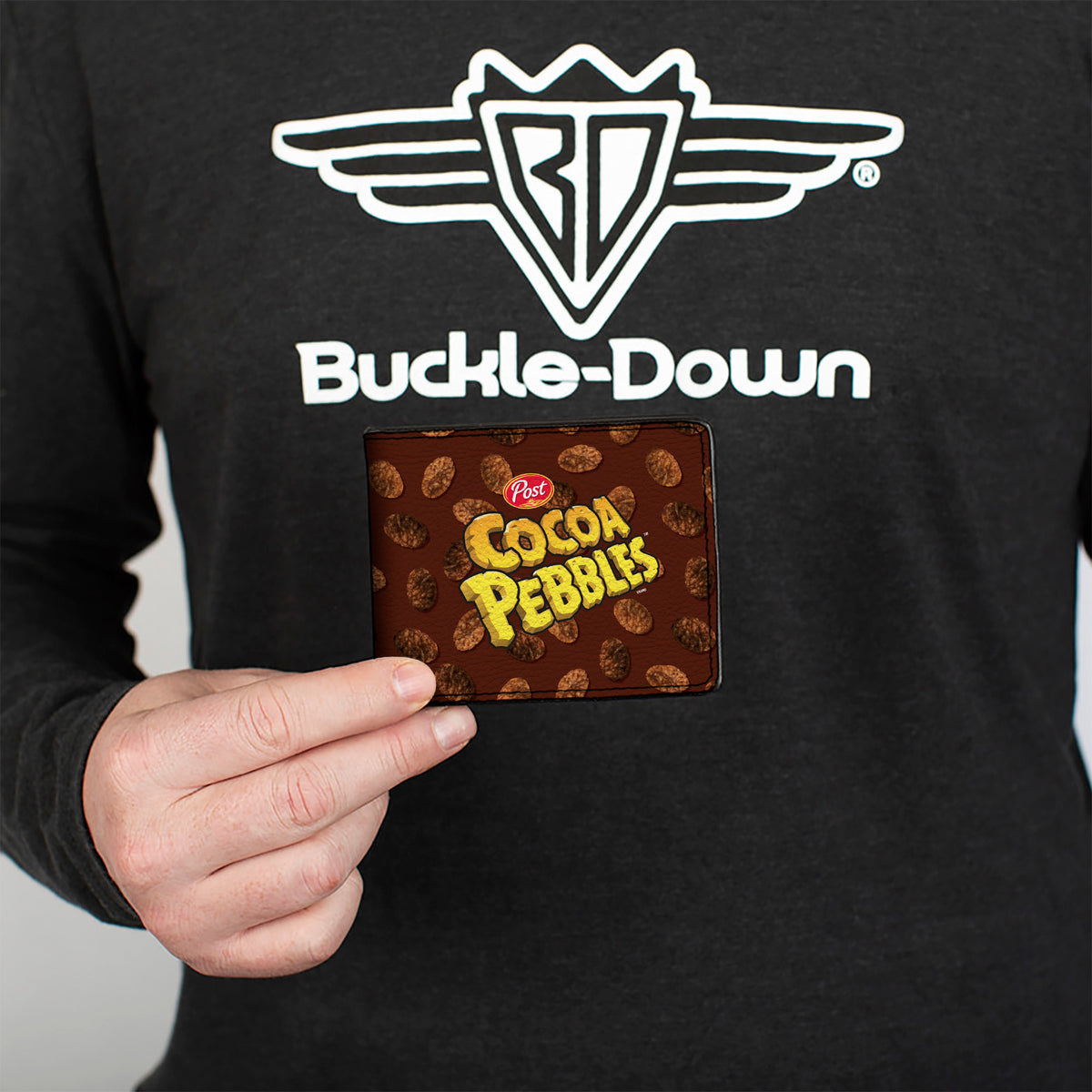 Bi-Fold Wallet - POST COCOA PEBBLES Centered Logo and Cereal Pebbles Scattered Browns Bi-Fold Wallets The Flintstones