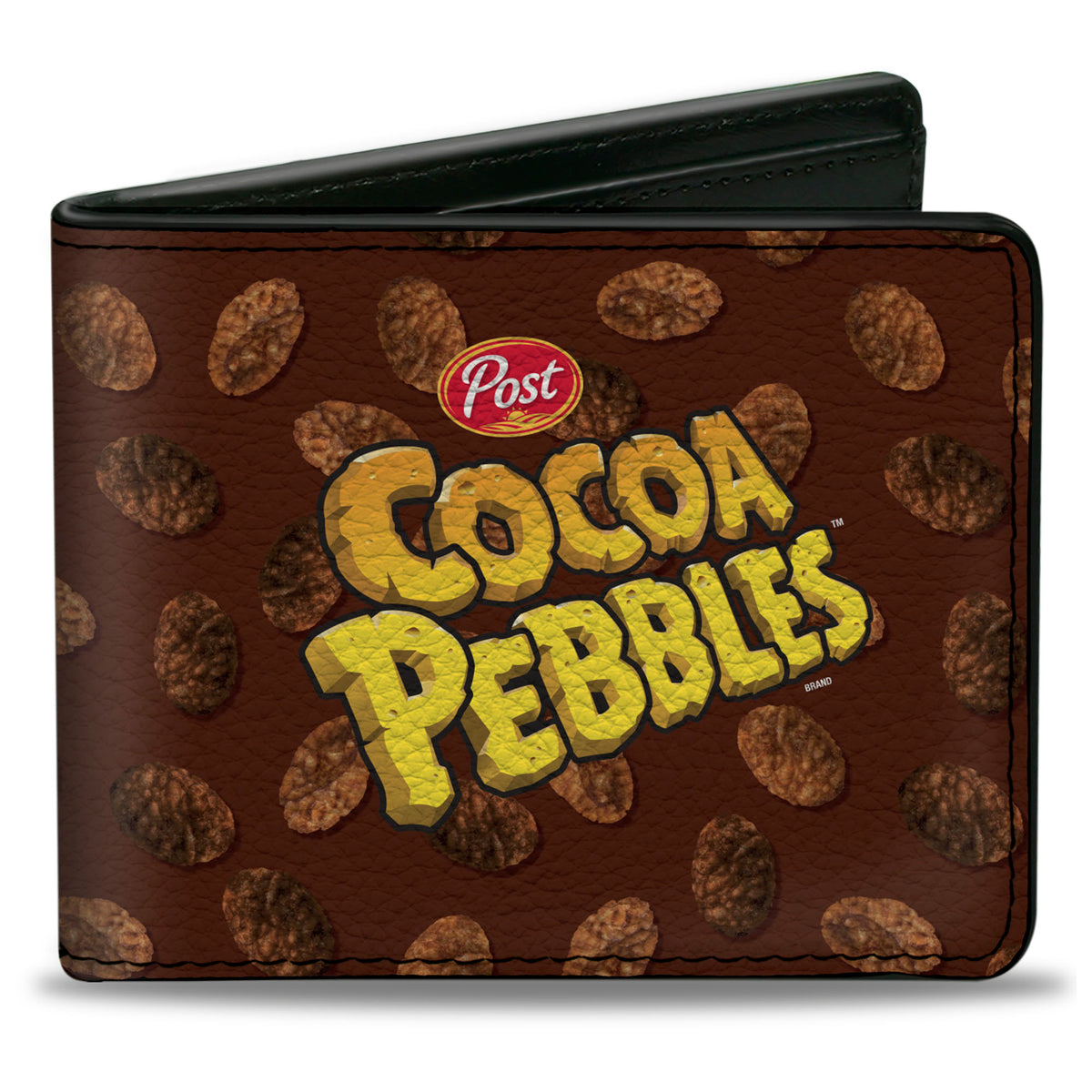 Bi-Fold Wallet - POST COCOA PEBBLES Centered Logo and Cereal Pebbles Scattered Browns Bi-Fold Wallets The Flintstones