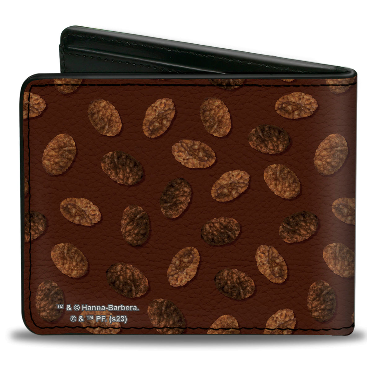 Bi-Fold Wallet - POST COCOA PEBBLES Corner Logo and Cereal Pebbles Scattered Browns Bi-Fold Wallets The Flintstones