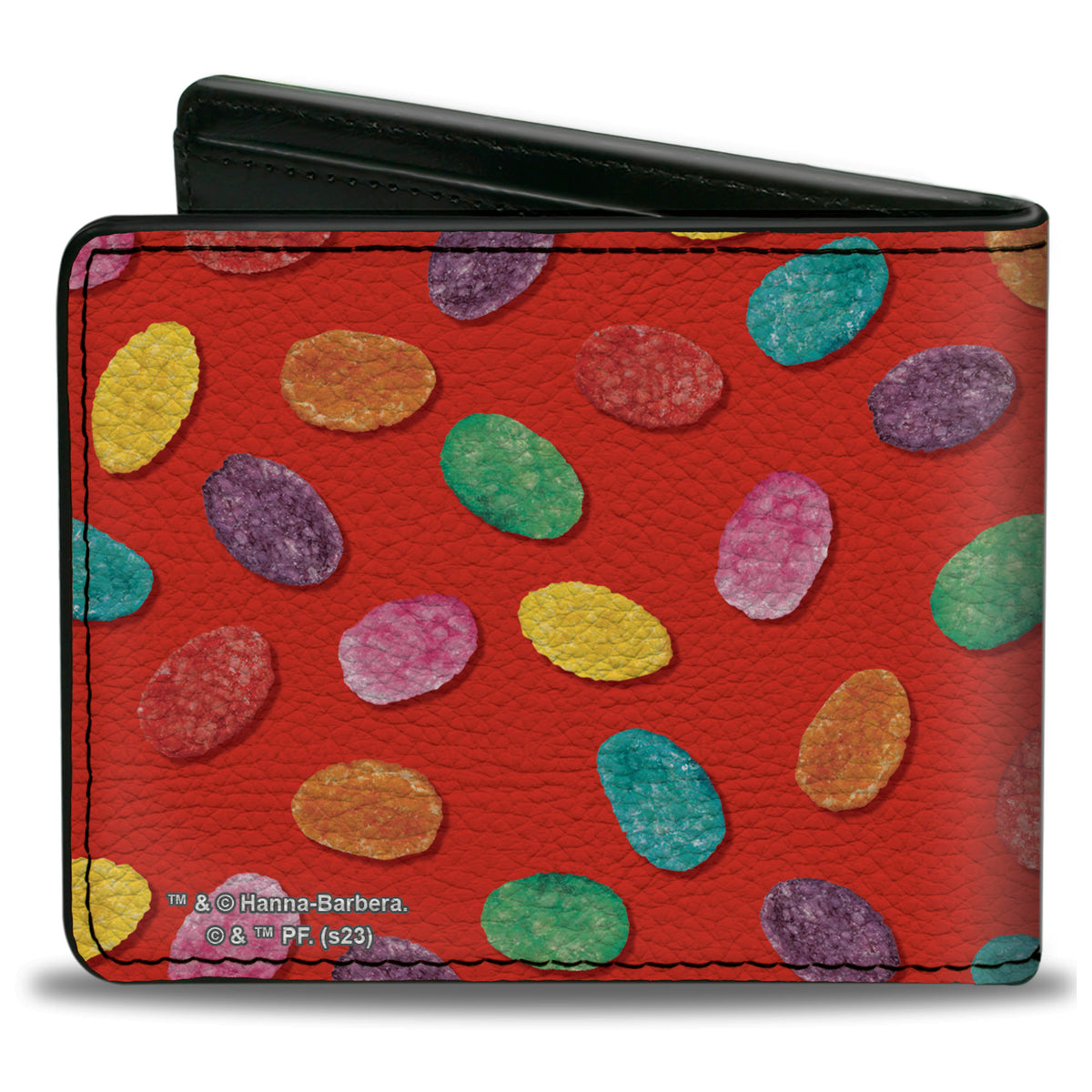 Bi-Fold Wallet - POST FRUITY PEBBLES Corner Logo and Cereal Pebbles Scattered Red/Multi Color Bi-Fold Wallets The Flintstones
