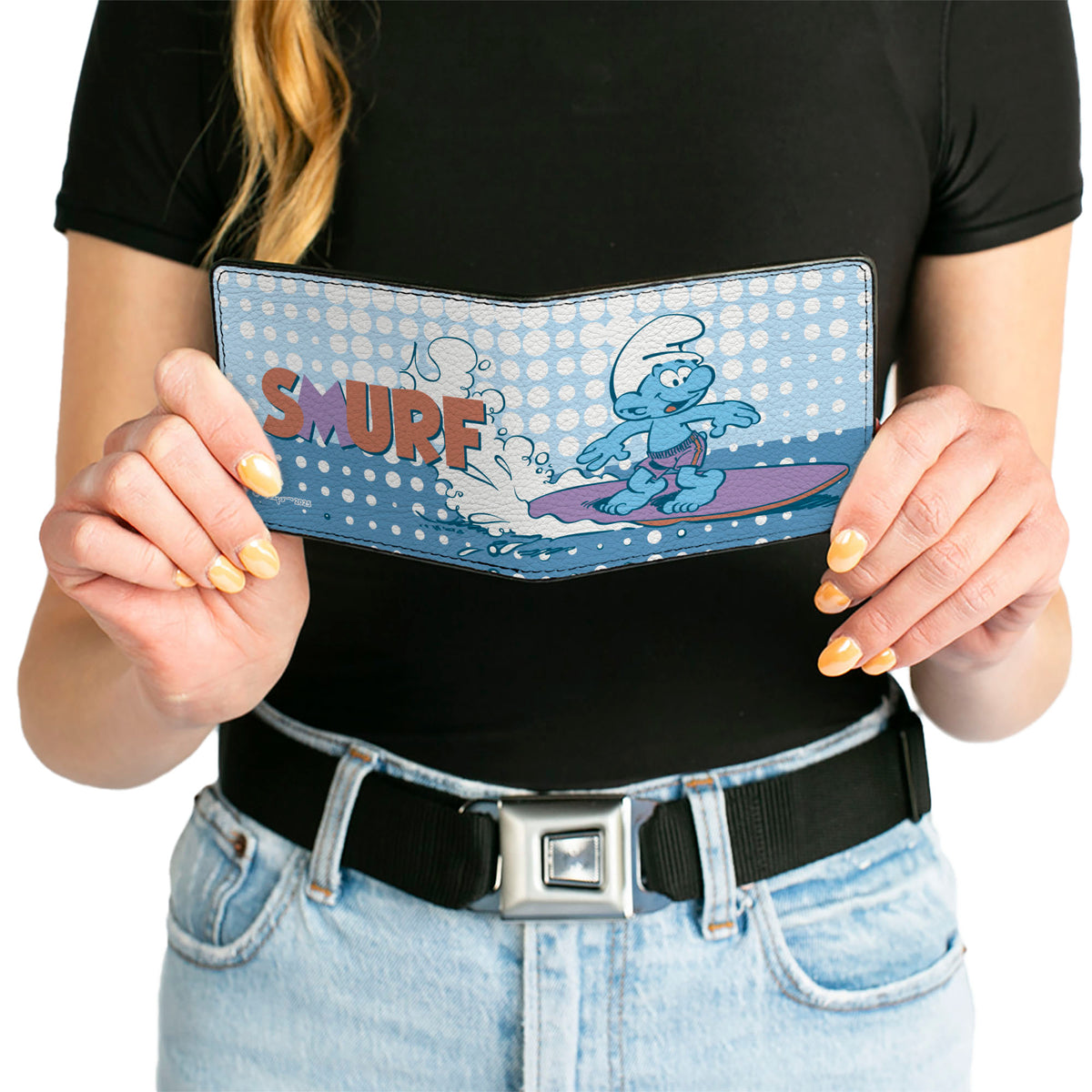 Bi-Fold Wallet - The SMURFS Surfer SMURF Pose Blues/White Bi-Fold Wallets The Smurfs