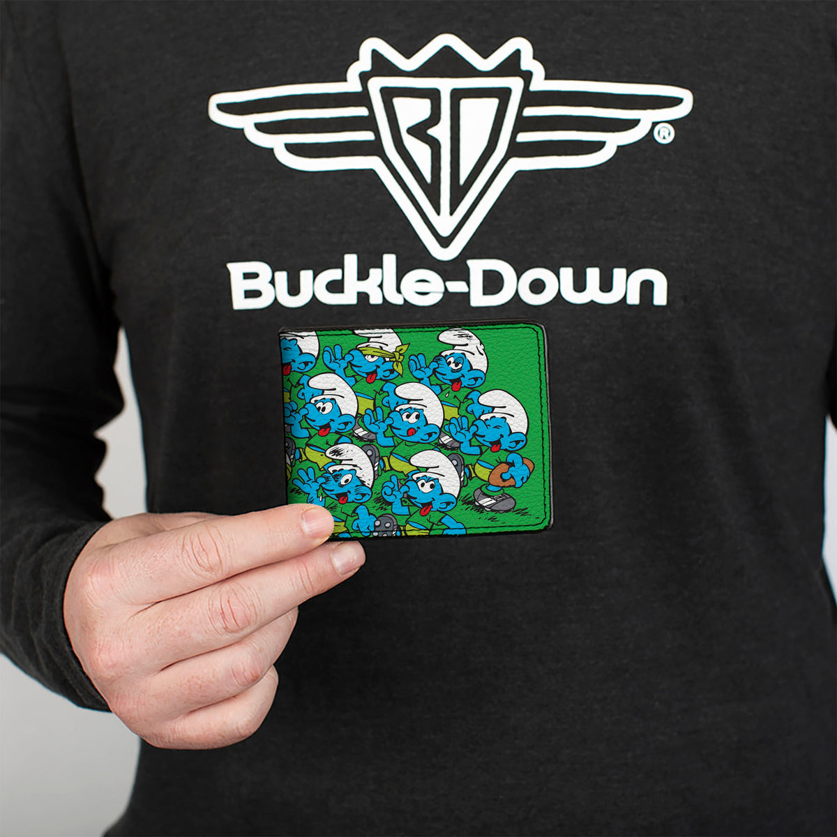 Bi-Fold Wallet - The Smurfs Classic Football Sport Field Scene Green Bi-Fold Wallets The Smurfs