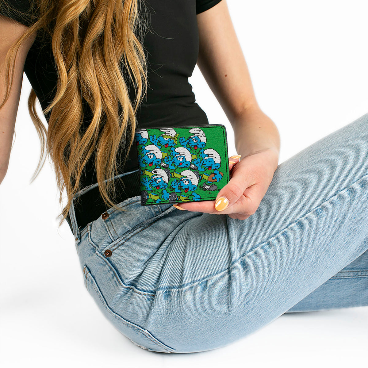 Bi-Fold Wallet - The Smurfs Classic Football Sport Field Scene Green Bi-Fold Wallets The Smurfs