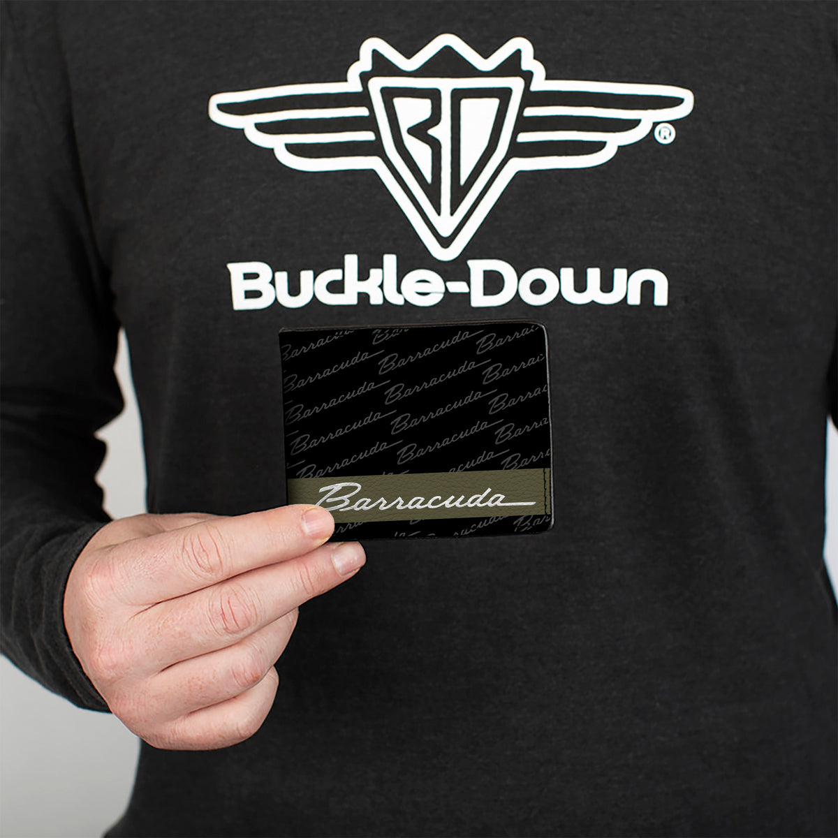 Bi-Fold Wallet - BARRACUDA Script Stripe Monogram Black Gray Olive Silver Bi-Fold Wallets Dodge