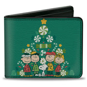 Peanuts Holiday Christmas Tree Group Bi-Fold Wallet – Fan Gear Greens Bi-Fold Wallets Peanuts