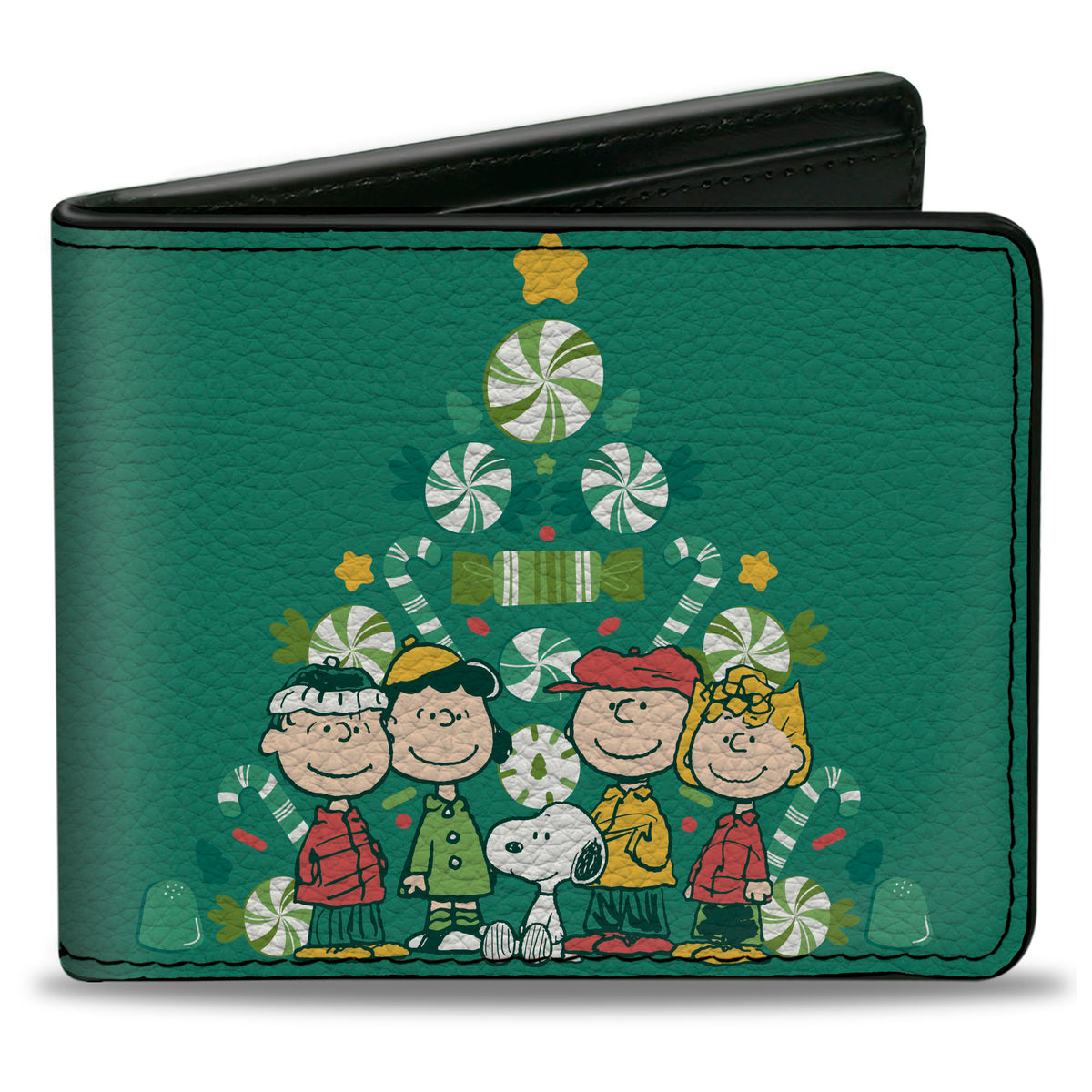 Peanuts Holiday Christmas Tree Group Bi-Fold Wallet – Fan Gear Greens Bi-Fold Wallets Peanuts