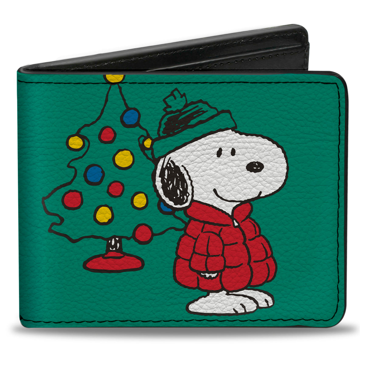 Snoopy & Woodstock Holiday Red Puffer Jacket Bi-Fold Wallet – Peanuts Fan Gear Green Bi-Fold Wallets Peanuts